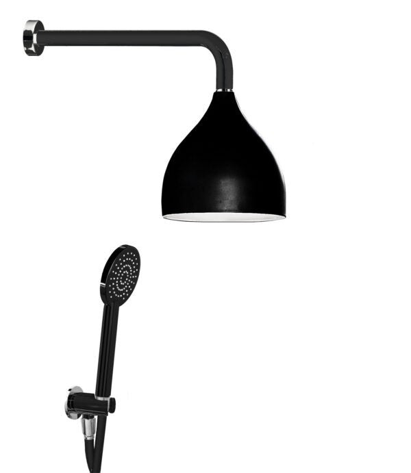 Kit doccia nero a campana con luce cromoterapia