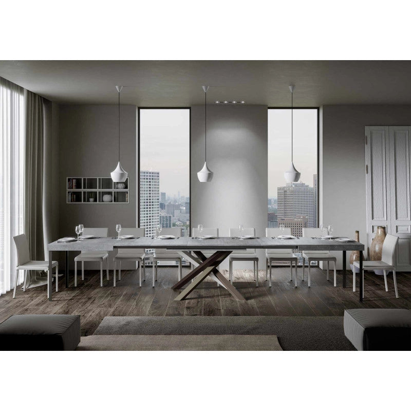 Tavolo allungabile 120/380x90 cm Volantis telaio Multicolore 4/C - Cemento