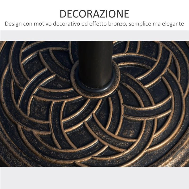 BASE PER OMBRELLONE TONDA DA 12KG IN RESIN PER PALI DA 38MM E 48MM COLORE BRONZO