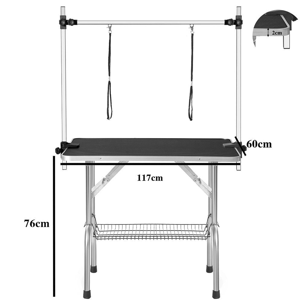 Tavolo toeletta cani pro - Xylo - 117cm nero rete+gomma
