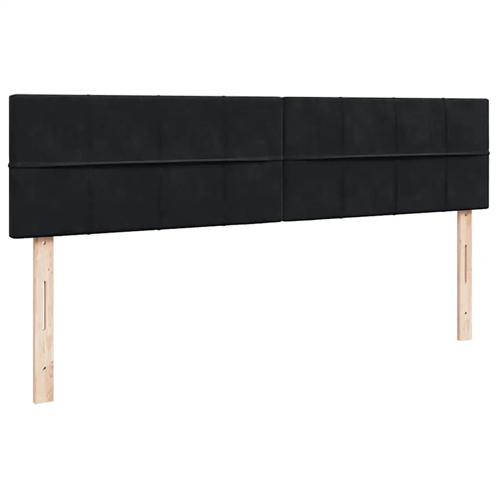 Struttura Letto Pouf con Materassi Nero 160x200 cm in Velluto 3312919