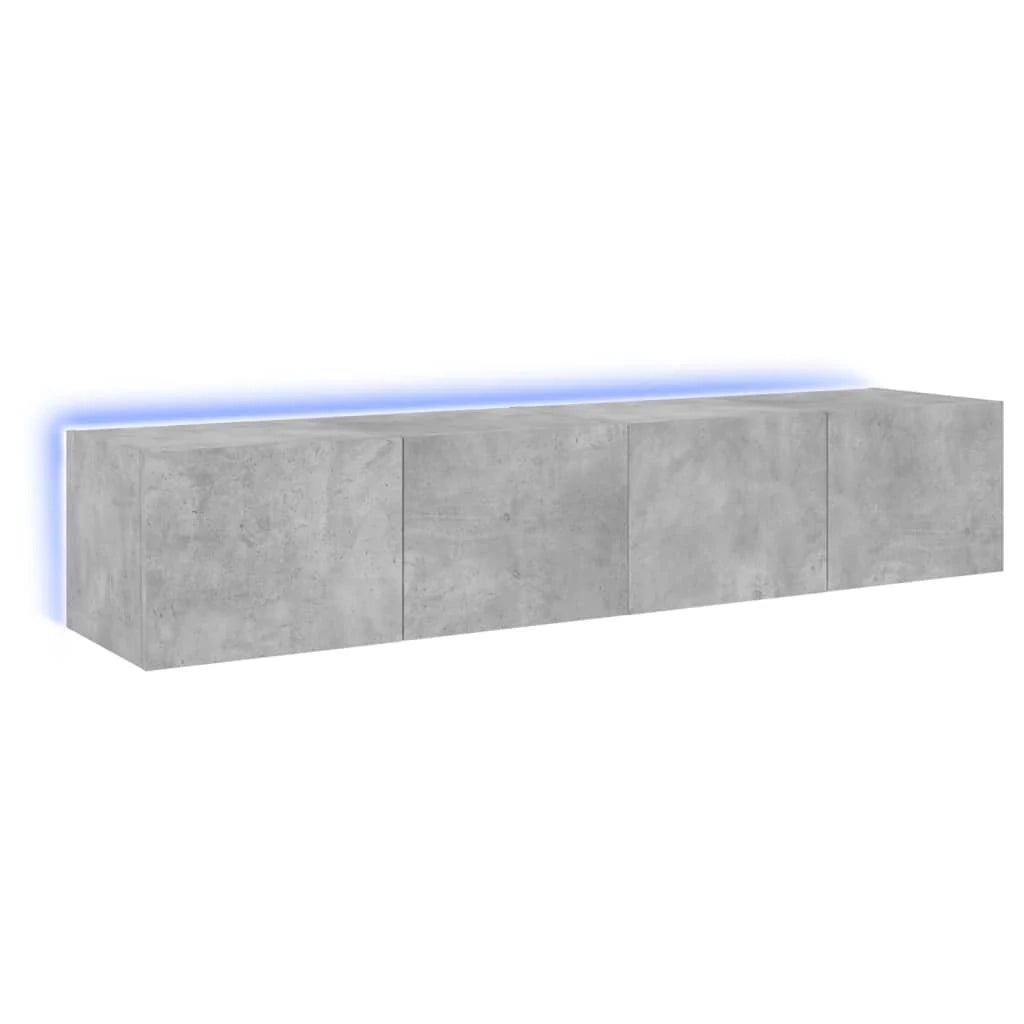 Mobile TV multimediale da parete mensola TV credenza mobile TV sala da pranzo soggiorno camera da letto e luci LED 2 pezzi 80 x 35 x 31 cm grigio 02_0029135