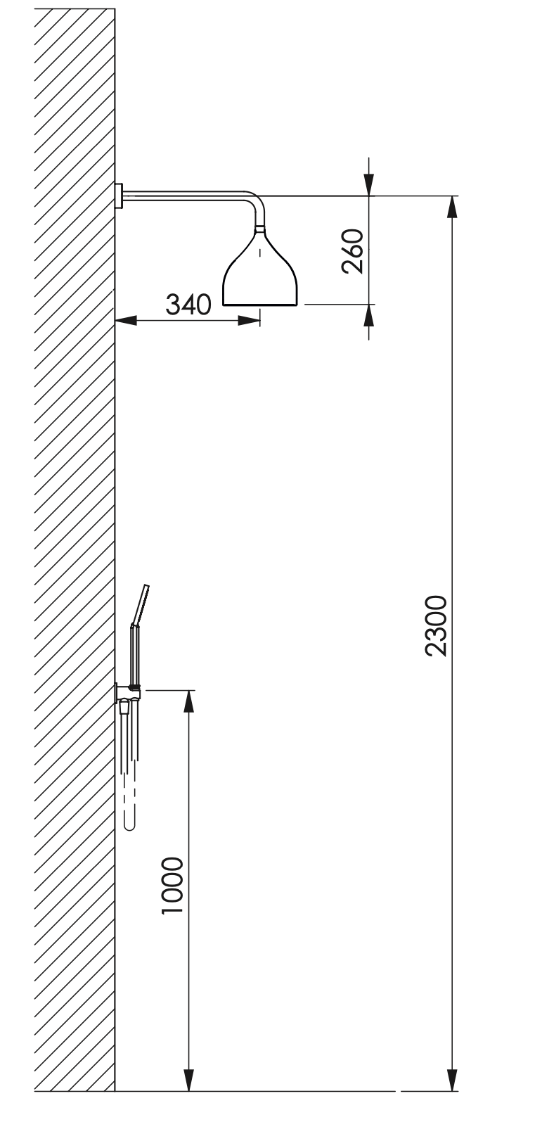 Kit doccia nero a campana con luce cromoterapia