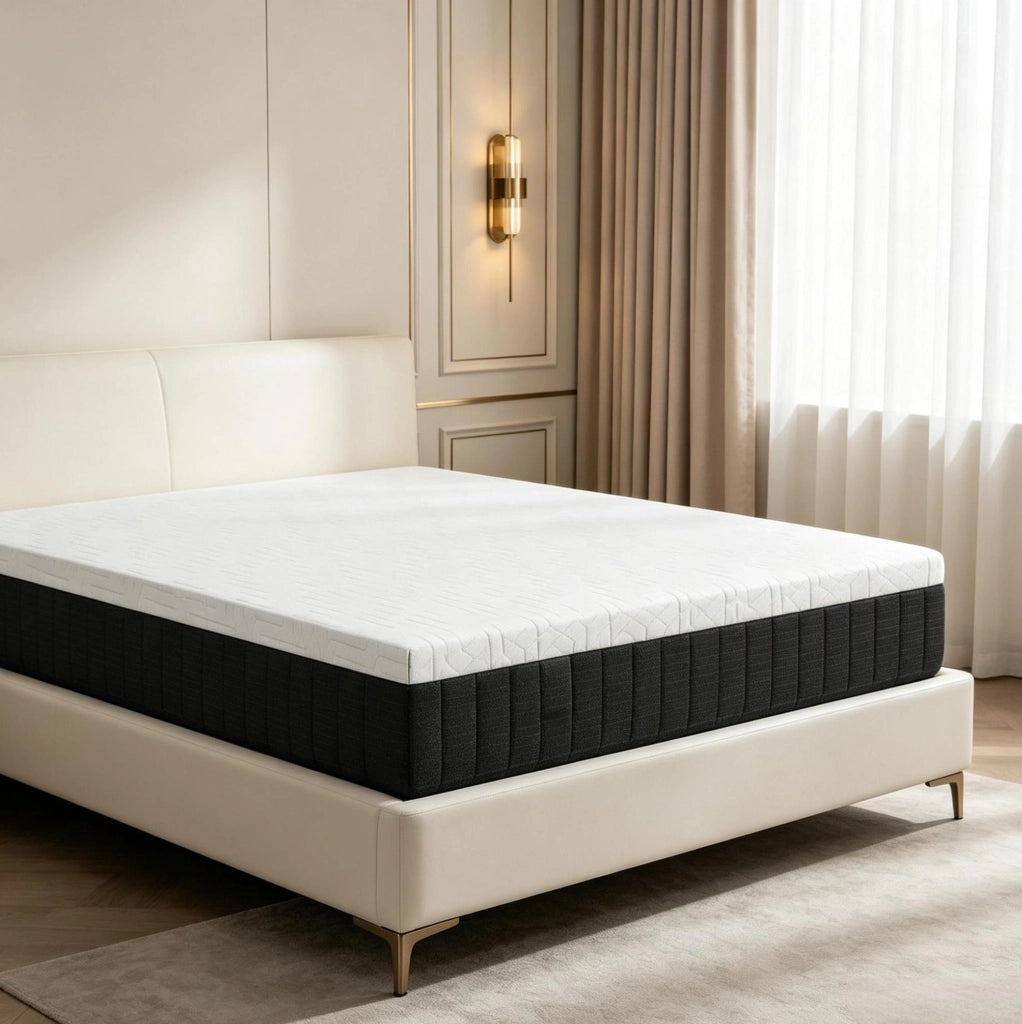 Materasso 140x190 cm a molle insacchettate 7 zone e memory foam; 25 cm; bianco/grigio