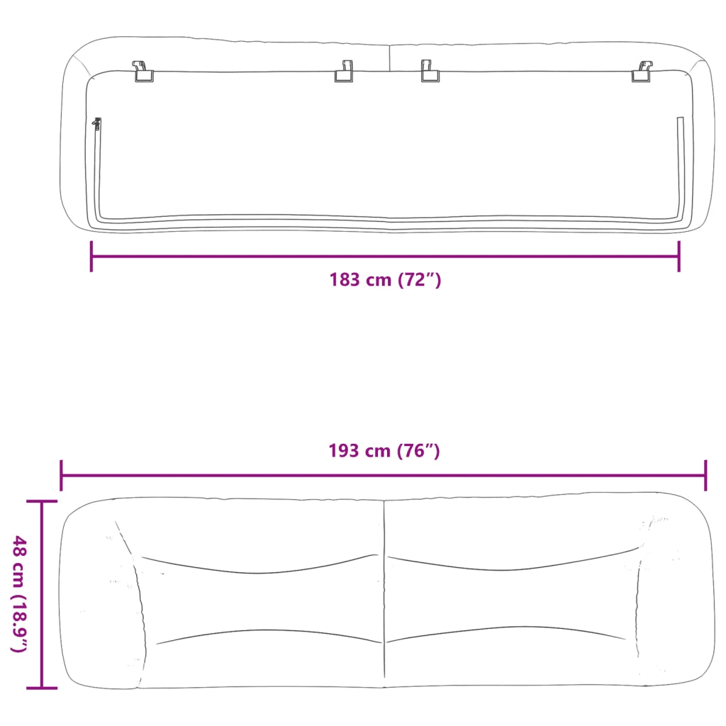 Cuscino Testiera Hvar Grigio Scuro 183 cm in Tessuto 374613