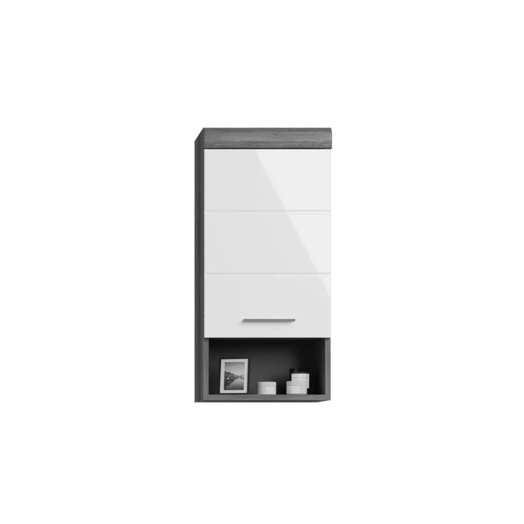 Mezza colonna di stoccaggio SCOTT - 1 porta - Grigio scuro e bianco - 37x79x24 cm