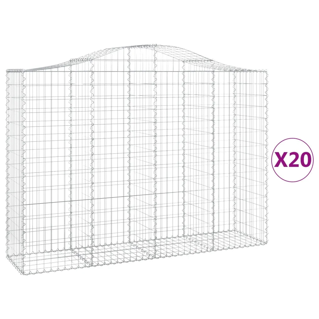 Cesti Gabbioni ad Arco 20 pz 200x50x140/160 cm Ferro Zincato
