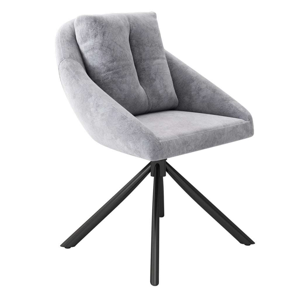 Sedia da Pranzo Girevole 360° con Design Ergonomico, Set da 2, in Velluto Grigio