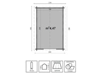 Box pino grezzo Greta 200x250cm blockhouse tetto pannelli OSB porta doppia Losa