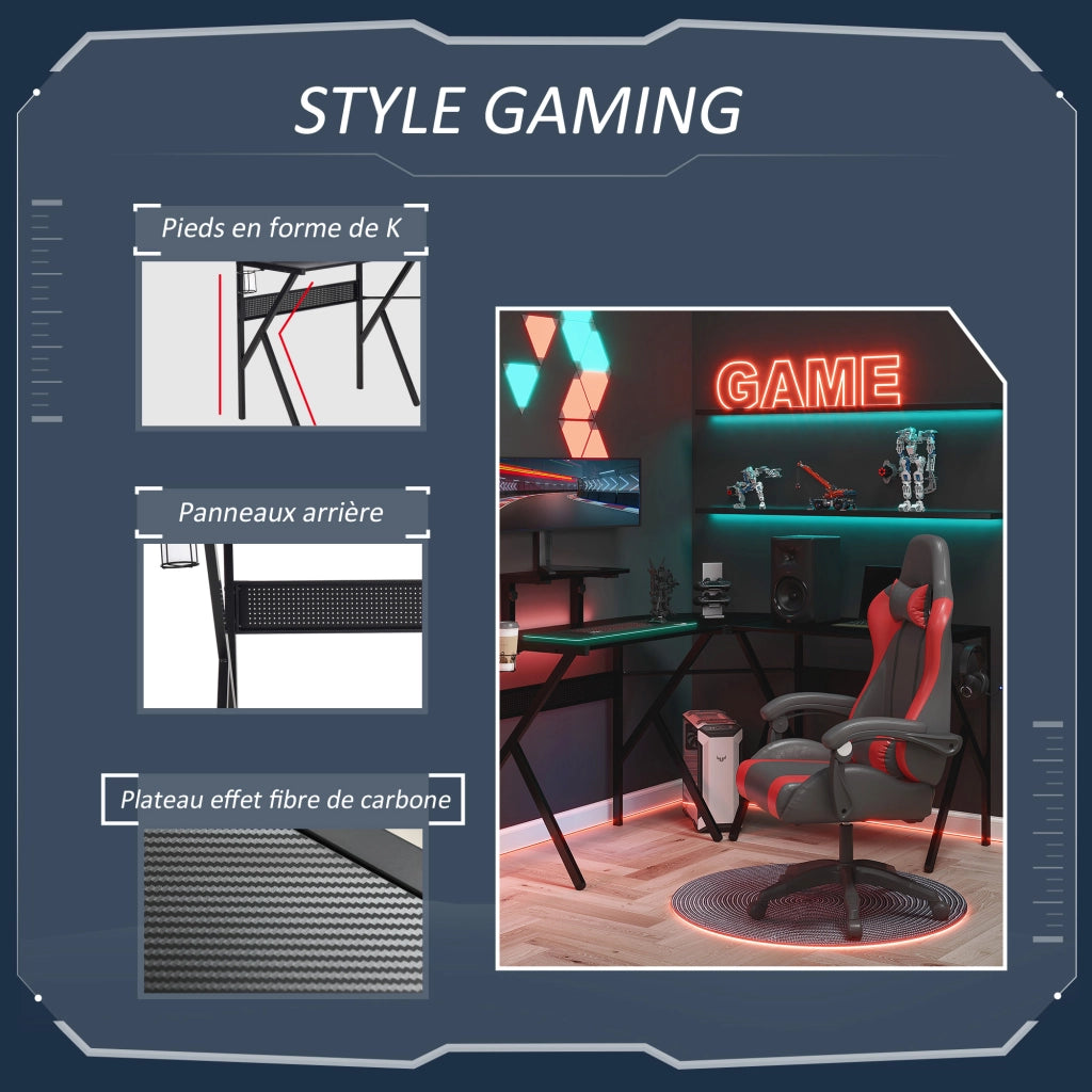 Scrivania Gaming Angolare ¨C Zephmum ¨C Nero 125x125 cm