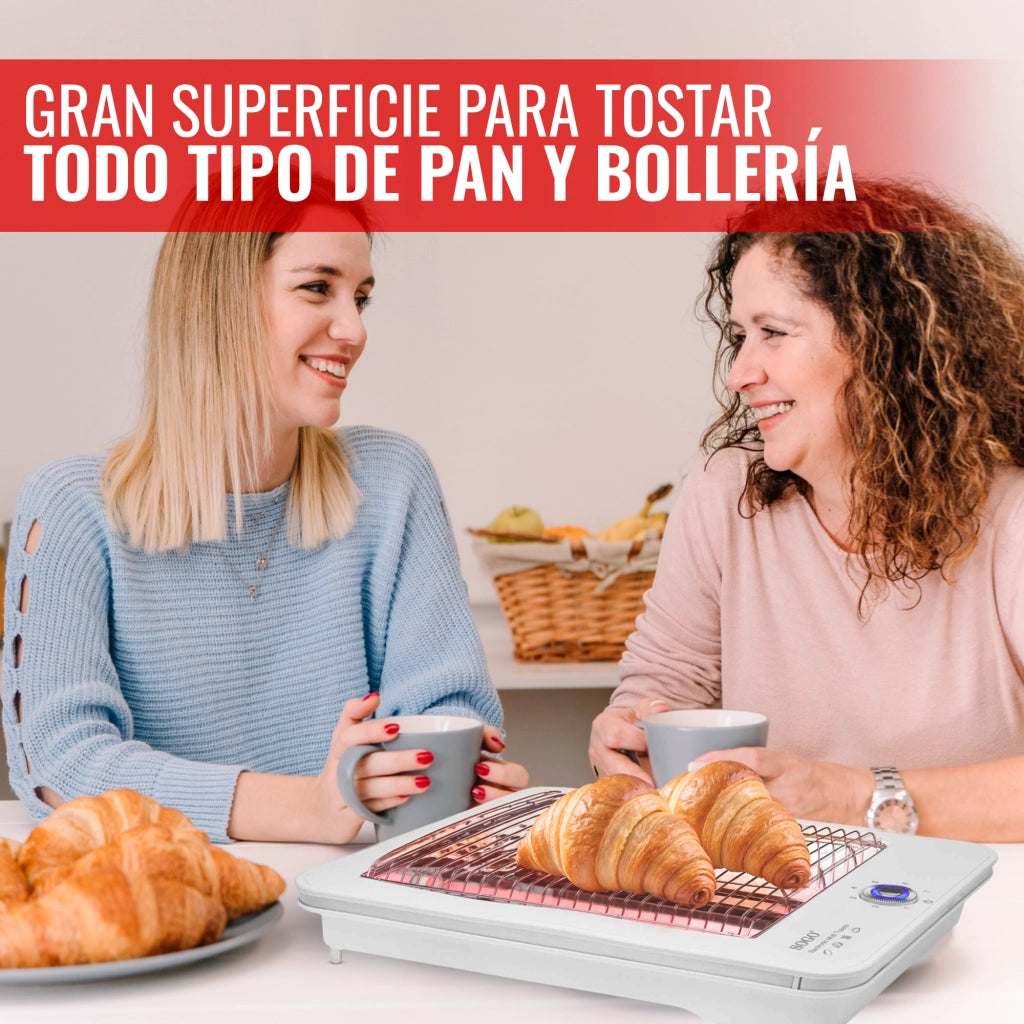 Tostapane orizzontale 4 fette, 7 livelli tostatura regolabili, vassoio briciole estraibile 700W cucina - SOGO