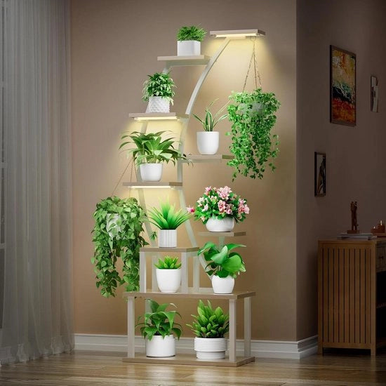 Piattaforma per piante con lampade per la coltivazione - 9 strati, 160 cm di altezza