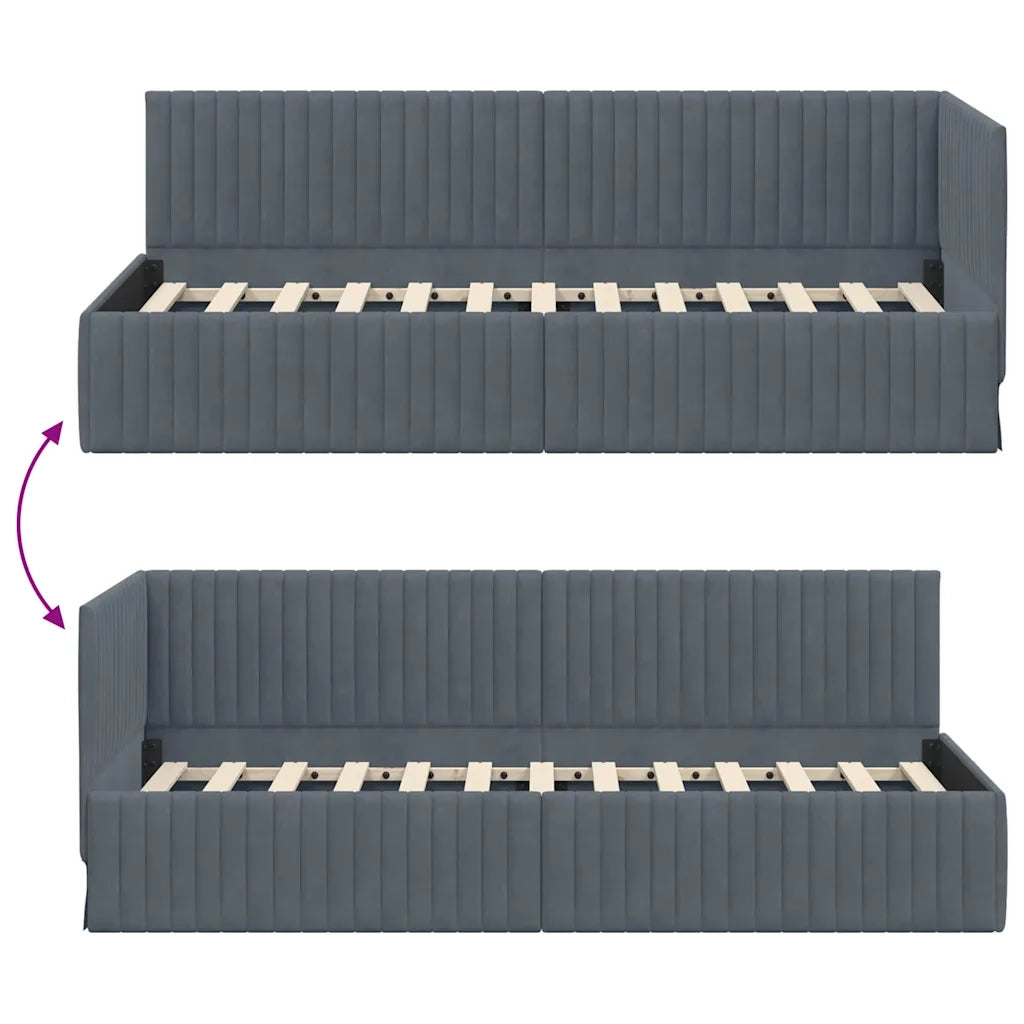 Cornice del letto ad angolo Grigio scuro 80 cm x 200 cm Velluto