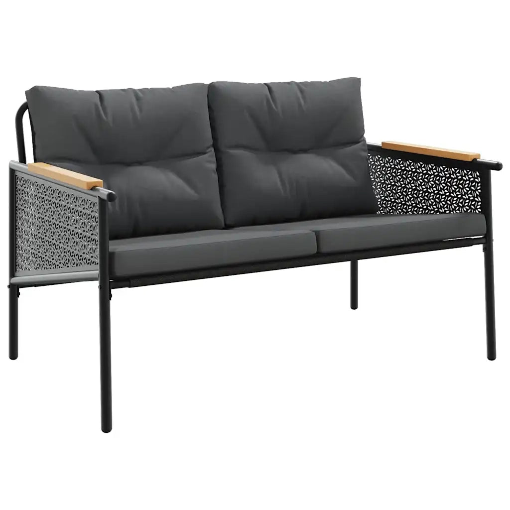 Set Mobili da Balcone 5 pz con Cuscini Nero in Acciaio 3283636