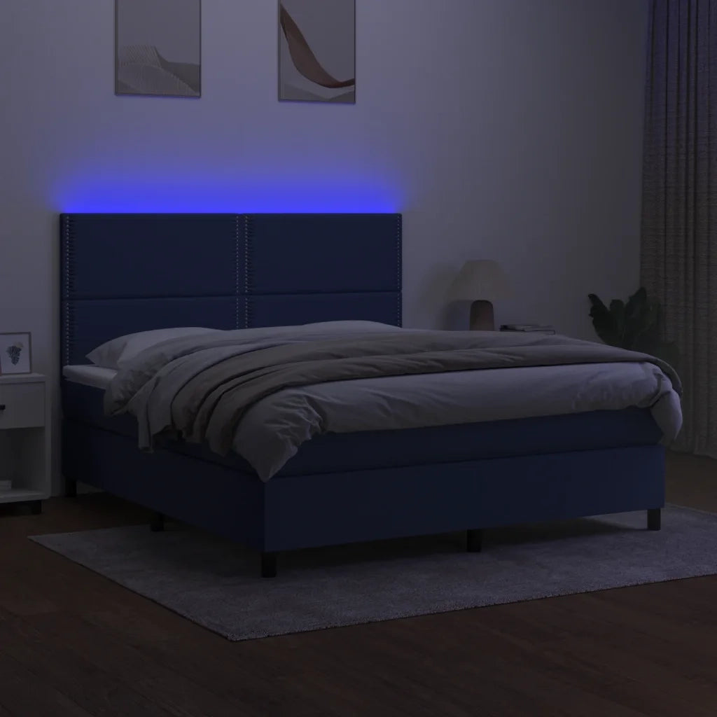 Letto a Molle con Materasso e LED Blu 180x200 cm in Tessuto 3134819