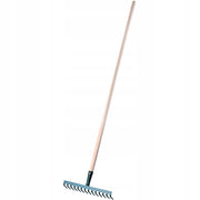 Rastrello per foglie KADAX per giardino, con manico in legno, lunghezza 138 cm, 14 denti, robusto.