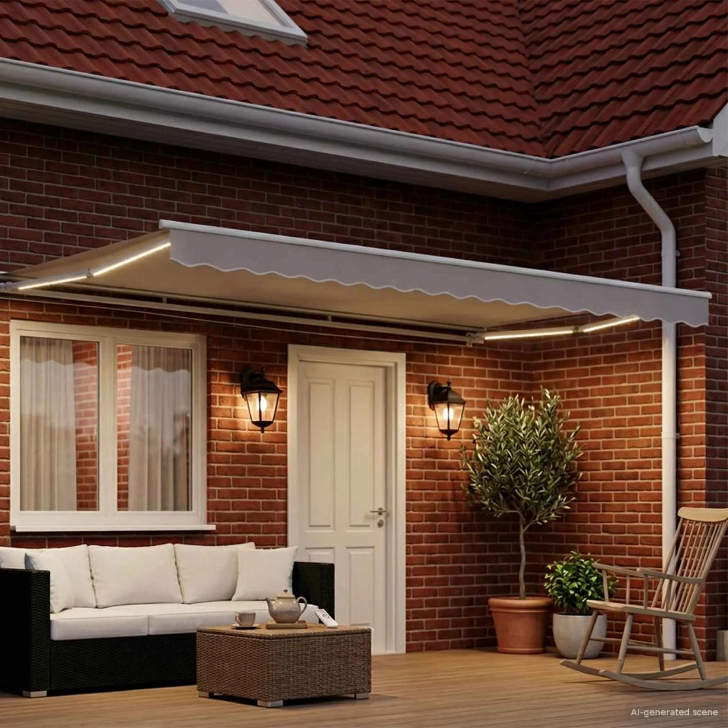 Telaio tenda elettrica con LED Bianco 5 × 3,5 m Alluminio 42024844