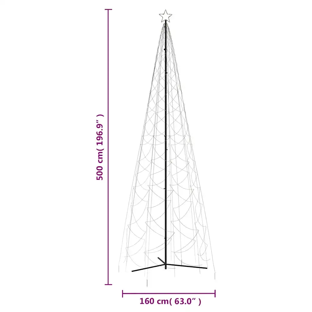 Albero di Natale a forma di cono luce Bianca Calda 1400 LED 160x500 cm 343655