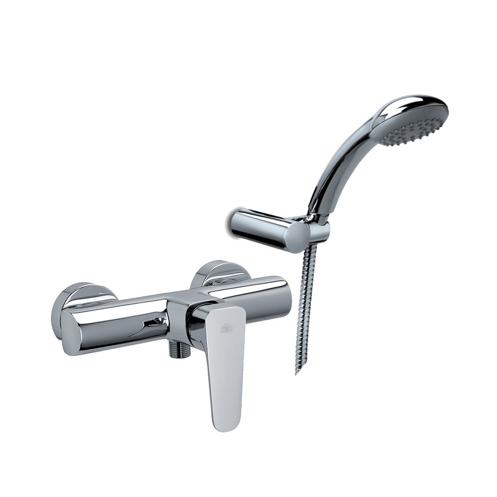 Miscelatore doccia paffoni serie sly con duplex e supporto a muro fisso