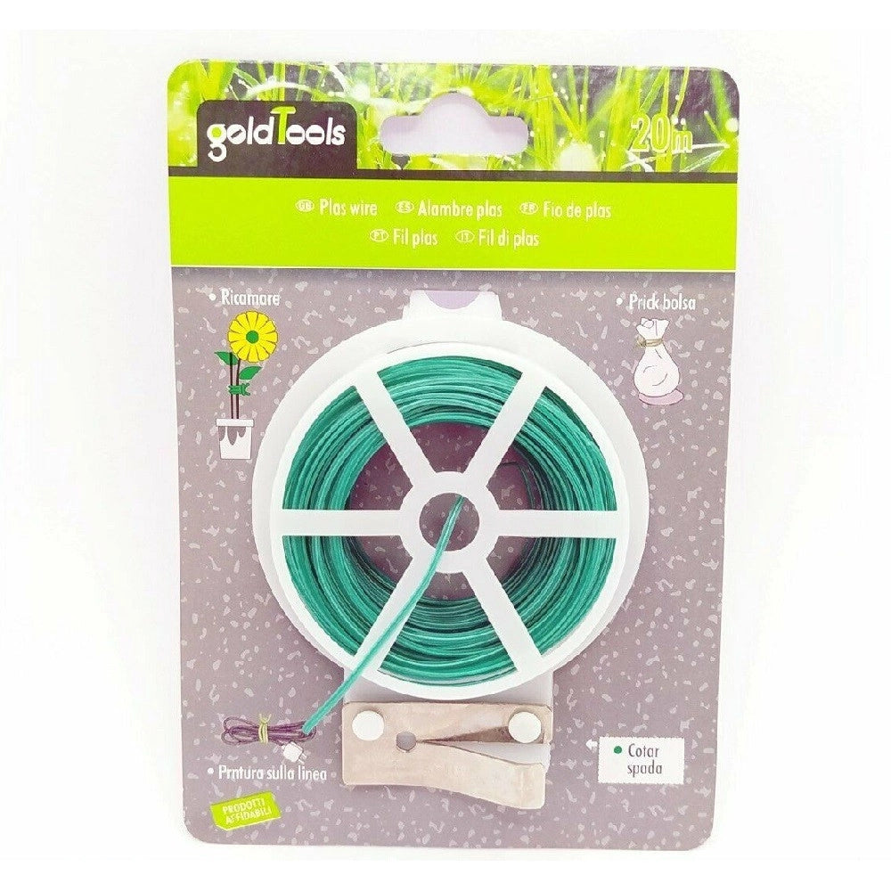 Trade Shop - Filo Di Ferro Plastificato Anima Di Ferro Per Giardino Giardinaggio 20 Mt 90131 -