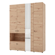 Armadio Camera da Letto Omete, Guardaroba Grande 4 Ripiani, 155x208h cm Marrone Rovere Nodi