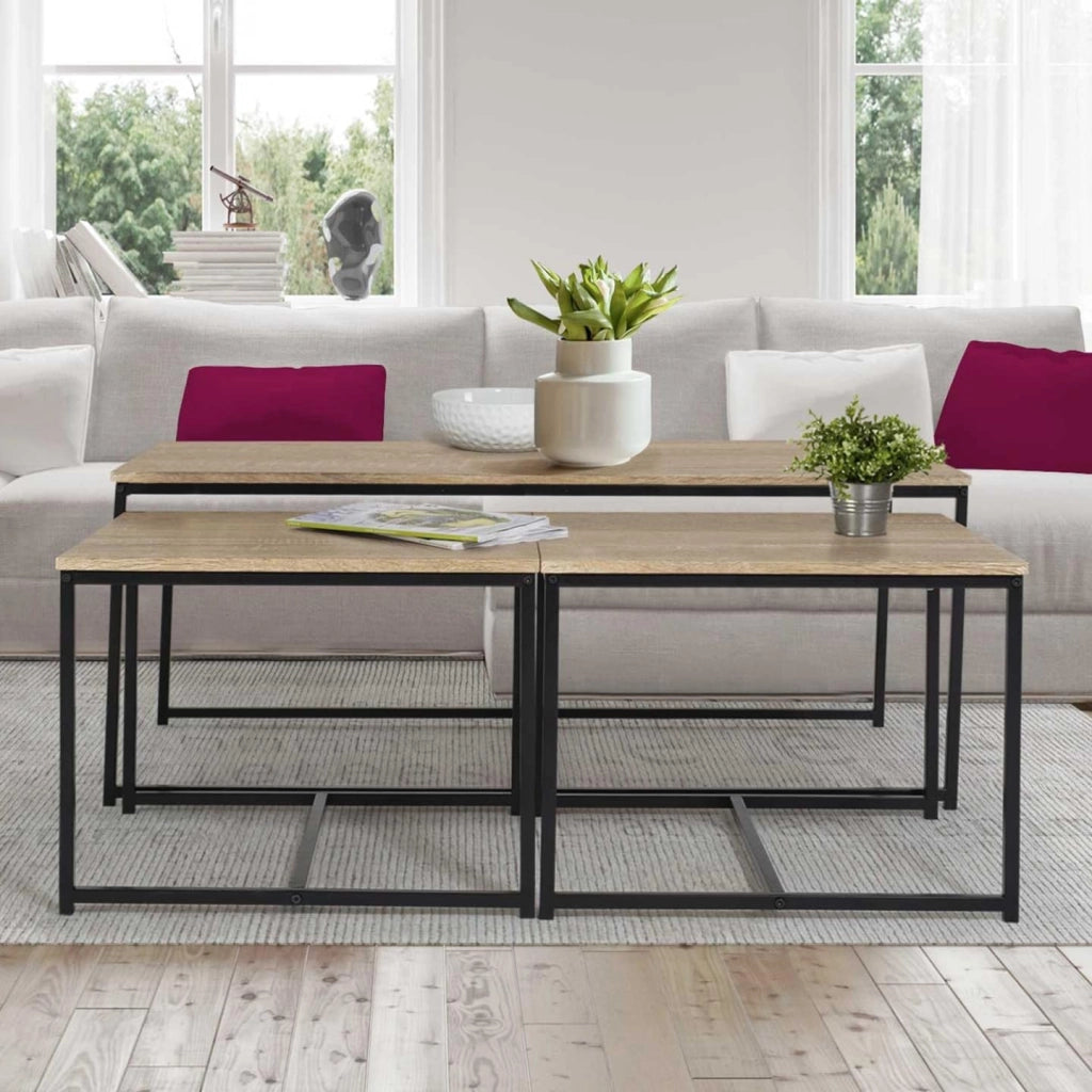 Set di 3 tavolini bassi 113 cm con design industriale DETROIT