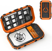 Ponderosimetro - Ponderosimetro per persona Ponderosimetro digitale precisione milligrammo Portatile Ponderosimetro per gioielli Display LCD Ponderosimetro mini Funzione tara 10 g x 2 st. pesi di calibrazione & pinze - arancione