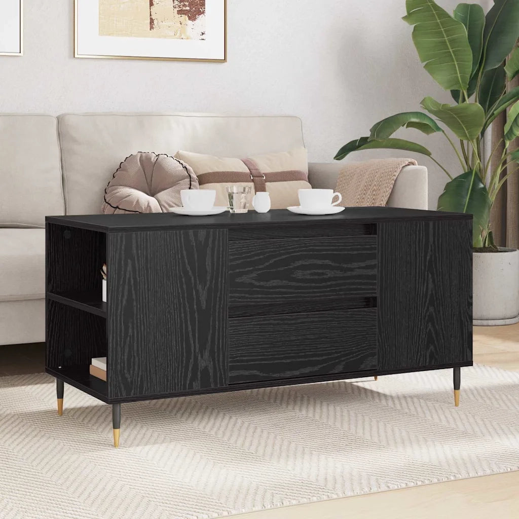 Tavolino da salotto con cassetto Rovere Nero 102 x 44,5 x 50 cm 882680