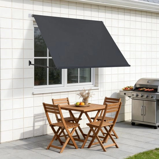 Ombrellone per Balcone con sistema di apertura a catena, 150x150 cm, colore Antracito