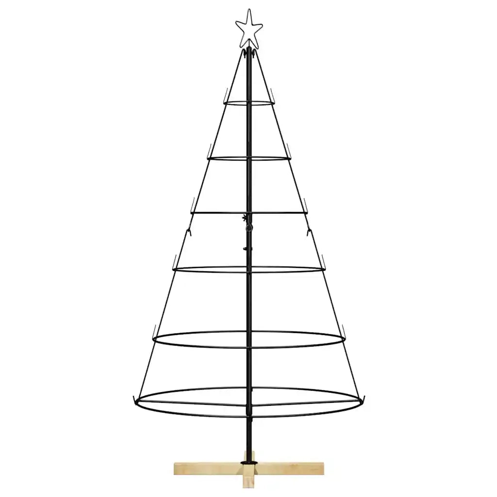Albero a Cono di Natale con supporto-Decorazioni natalizie Nero 150 cm Acciaio