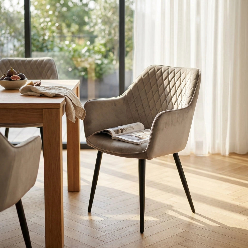 Poltrona per Sala da Pranzo in Velluto Metallo cm 48x62x83 - CALLIOPE