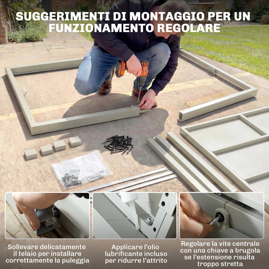 Tavolo da Giardino Allungabile per 8-10 Persone, in Alluminio e Acciaio, 154/214x85x75 cm, Grigio Chiaro