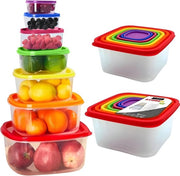 Contenitori alimentari da 7 pezzi - plastica BPA libera, coperchi ermetici e a prova di fuga, resistenti a microonde, congelatore e lavastoviglie, per preparazione di pasti, contenitore di pranzo per scuola, dispensa