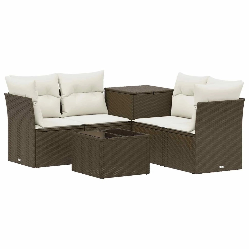 Set di divani 6 pz Marrone e Bianco Crema 3447346