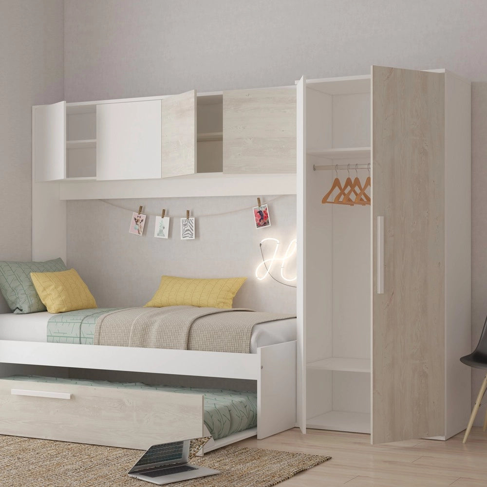 Cameretta a ponte con letto estraibile bianco e bianco consumato 6006 reversibile