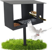 Casa per uccelli con stand, stazione alimentare per uccelli in metallo, 3-in-1 casa per uccelli, casa per uccelli resistente all'acqua, stazione per uccelli, villa per uccelli, casa per uccelli in piedi per esterno