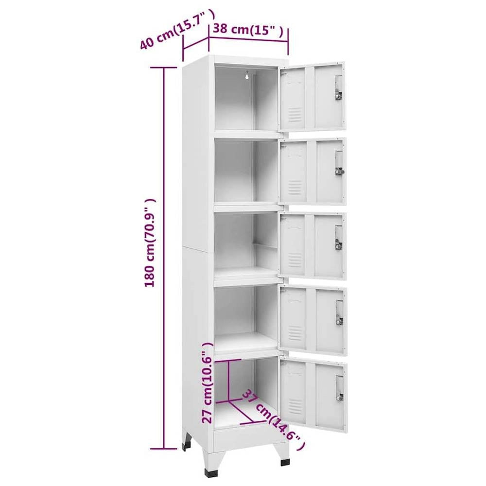 Locker Cabinet, Light Grey, 38x40x180 Cm, Steel