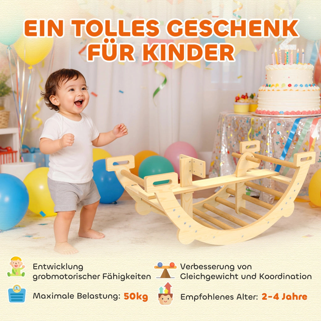 Scala per bambini in legno 2 in 1 ¨C zephmum ¨C naturale 110x52x45 cm