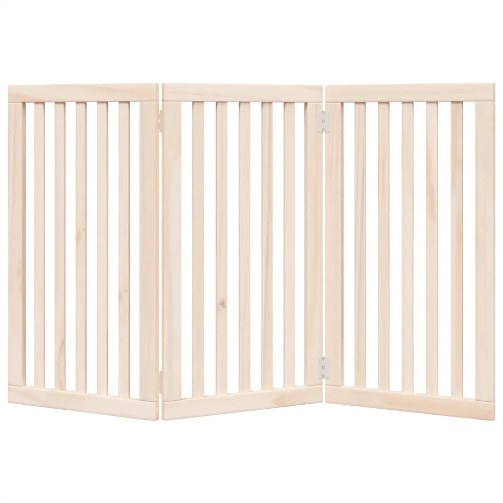 Cancelletto di sicurezza pieghevole a 3 pannelli per cani 150 cm legno di pioppo marrone 02_0023069
