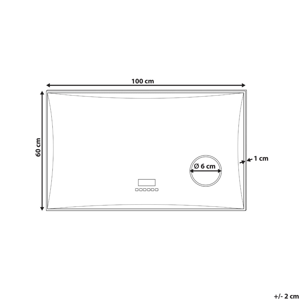 Specchio da bagno illuminato a LED rettangolare 100 x 60 cm Glamour con altoparlante Bluetooth Lente di ingrandimento