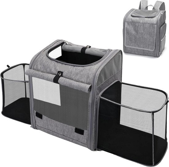 Porta cane espandibile e pieghevole con rete respirabile e leggera con cintura interna - Grigio