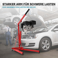 gruetta idraulica da officina per sollevamento motori, gru manuale pieghevole con braccio regolabile, carico max 500kg