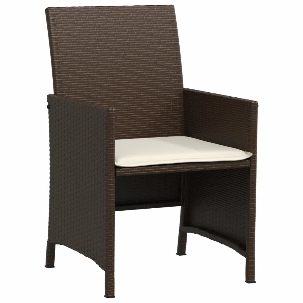 Set Bistr¨° 3 pz | Set Salotto da Giardino con Cuscini Marrone in Polyrattan