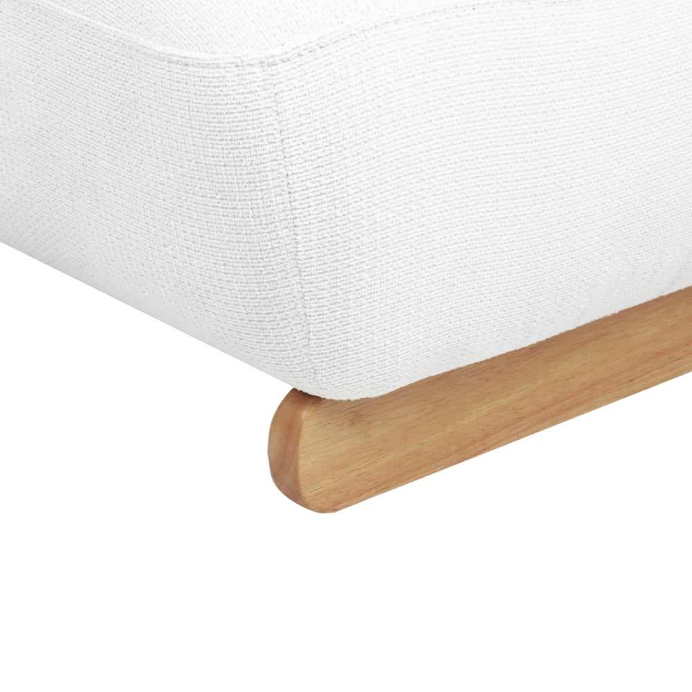 Poltrona Retro Senza Braccioli con Gambe in Legno Massello e Rivestimento in Tessuto Bianco Sporco in Stile Tradizionale per Soggiorno