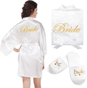 Set di notte per sposa con kimono a V e slippers per la cerimonia di nozze