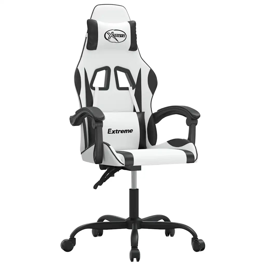 vidaXL Sedia da Gaming Girevole Bianco e Nero in Similpelle
