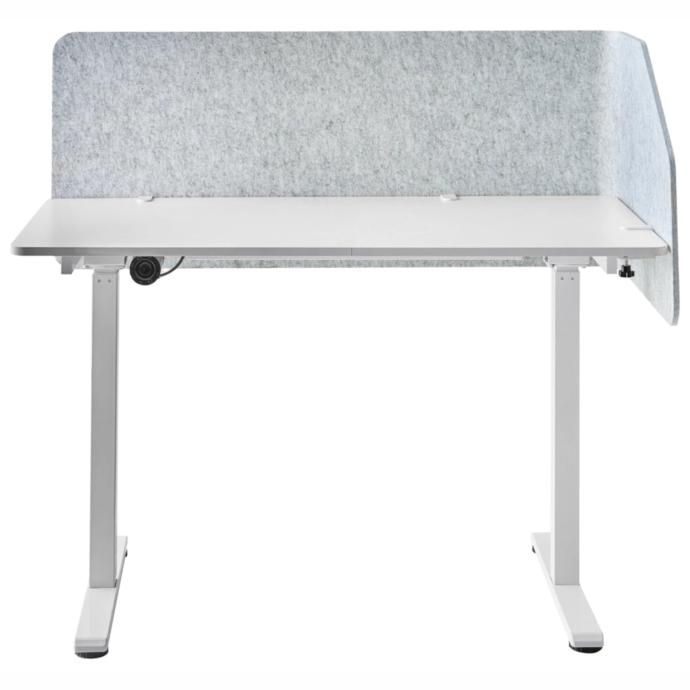 Divisorio angolare per scrivania in PET grigio chiaro con morsetti di fissaggio in acciaio 120 x 60 x 50 cm Schermo acustico Modulare per ufficio domestico