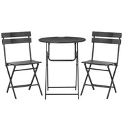 EasyComfort Set da Giardino 3 Pezzi con 2 Sedie e Tavolo Pieghevoli in Acciaio e HDPE, Grigio Scuro