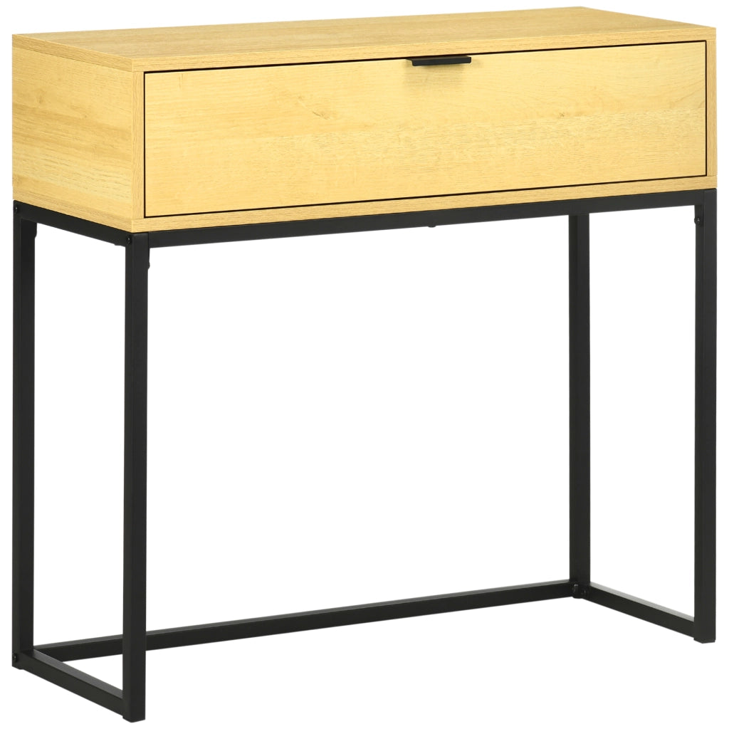 Consolle ingresso con cassetto ¨C Xylo ¨C gambe acciaio nero 80x30x76cm naturale