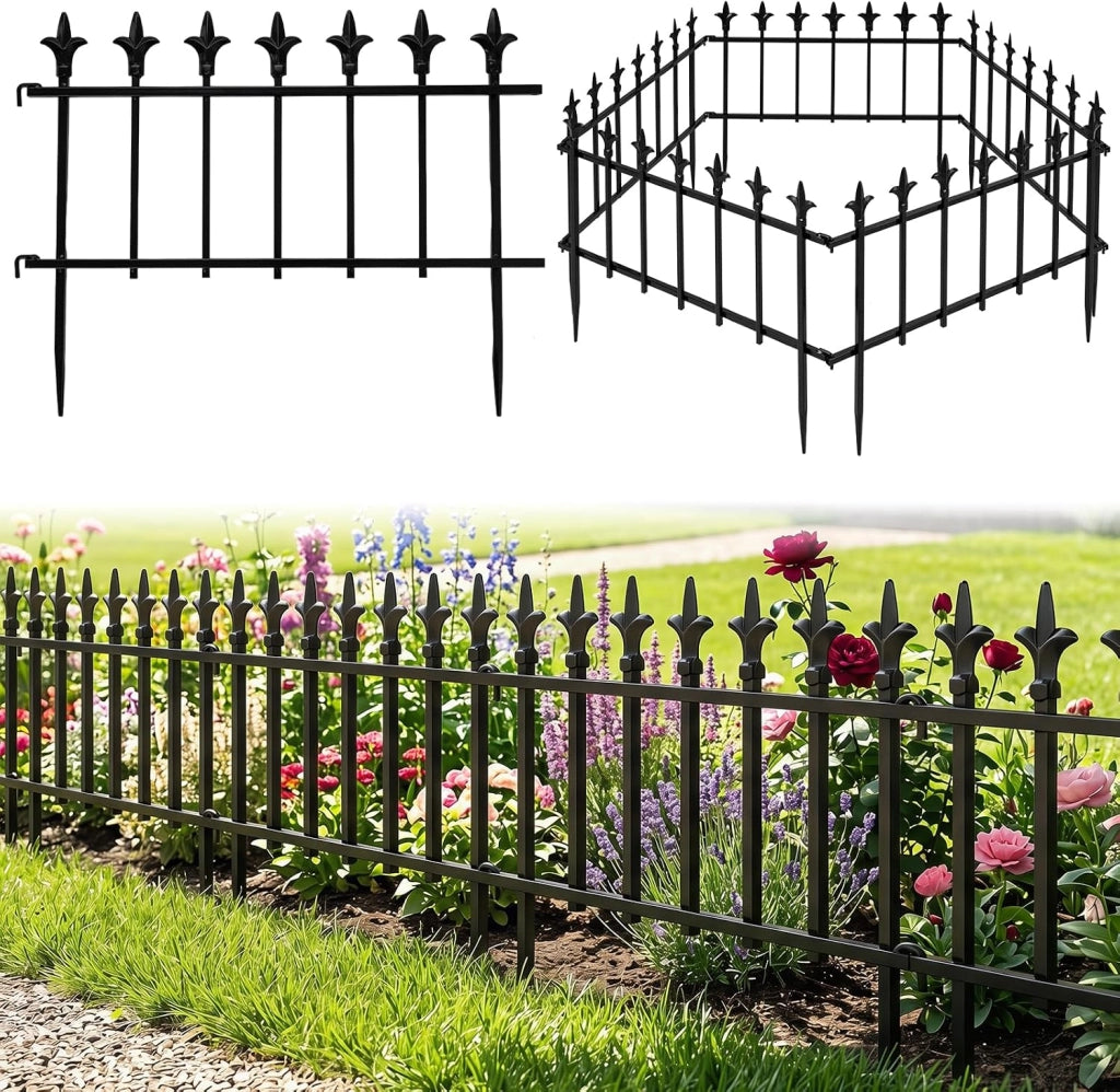 Recinzione da Giardino, Bordure per Aiuole in Metallo (5) | Recinto da Esterno Pieghevole e Flessibile, per Giardino e Cortile, 56 x 44 cm